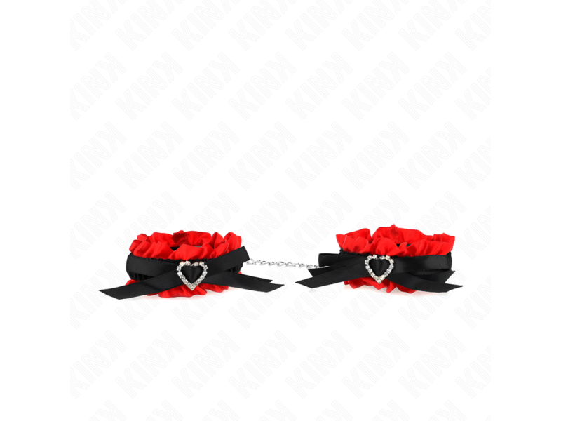 KINK - LACE ELASTIC WRIST RESTRAINTS RED HEART DETAILS ADJUSTABLE 22-35 CM