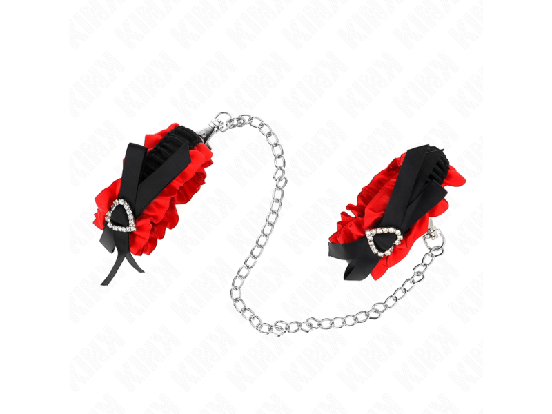 KINK - LACE ELASTIC WRIST RESTRAINTS RED HEART DETAILS ADJUSTABLE 22-35 CM