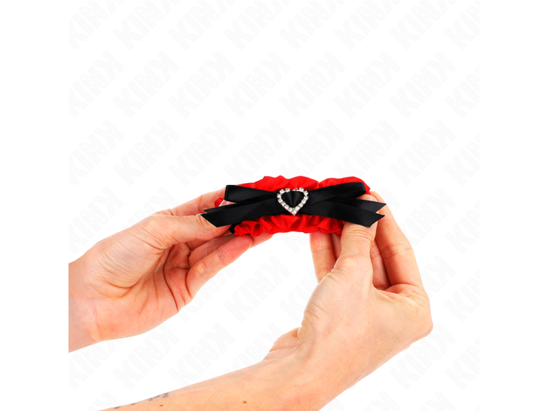KINK - LACE ELASTIC WRIST RESTRAINTS RED HEART DETAILS ADJUSTABLE 22-35 CM