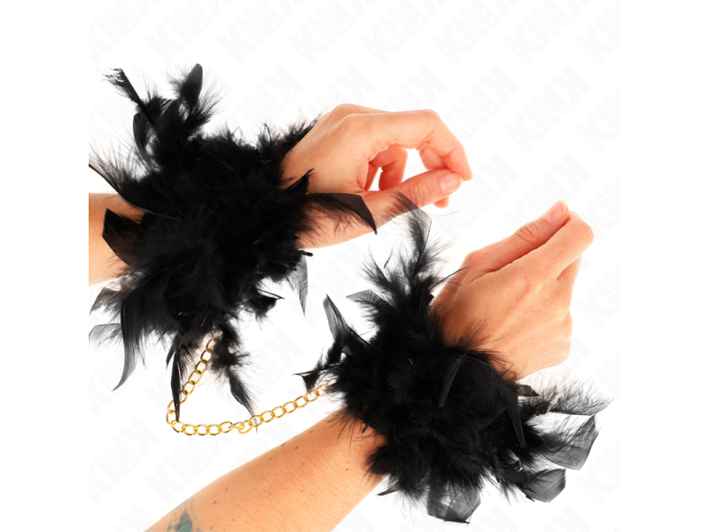 KINK - FEATHER HAND CUFFS WITH GOLD CHAIN MODEL 1