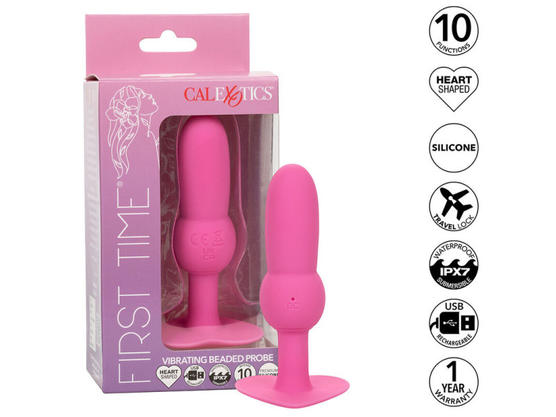 CALEXOTICS - FIRST TIME ANAL PLUG BEADED PROBE 10 VIBRATIONS PINK