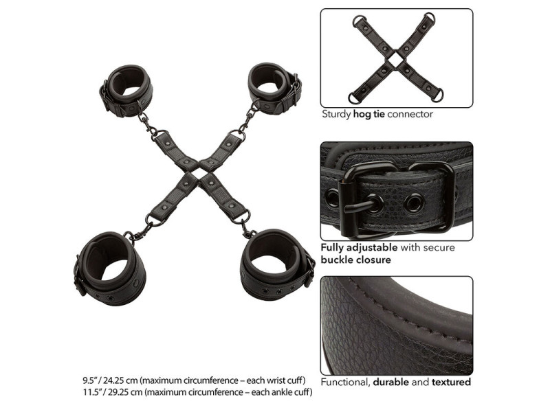 CALEXOTICS - NOCTURNAL HOG TIE CONNECTOR CUERO AJUSTABLE BLACK