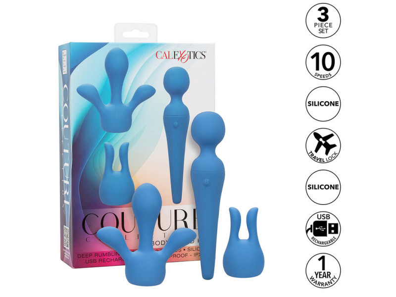 CALEXOTICS - COUTURE KIT VIBRATOR WAND 10 VIBRATIONS BLUE