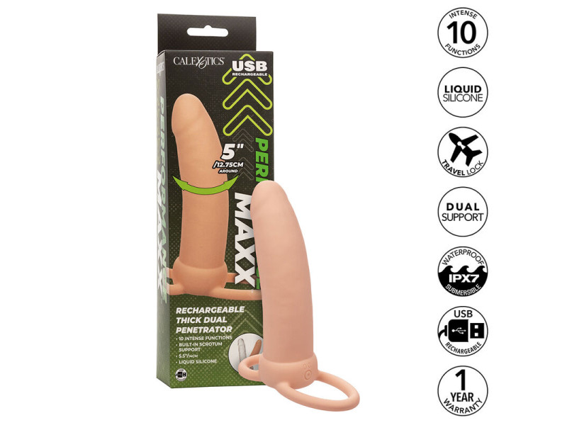 CALEXOTICS - MAXX THICK DUAL PENETRATOR 10 VIBRATIONS FLESH