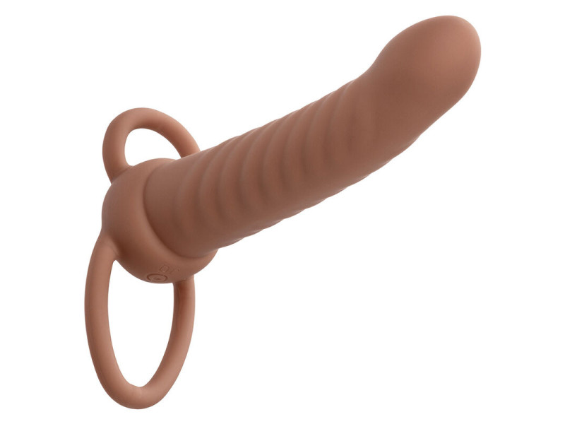 CALEXOTICS - MAXX RIBBED DUAL PENETRATOR 10 VIBRATIONS BROWN