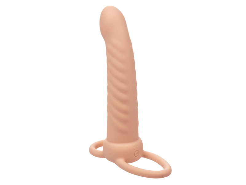CALEXOTICS - MAXX RIBBED DUAL PENETRATOR 10 VIBRATIONS FLESH