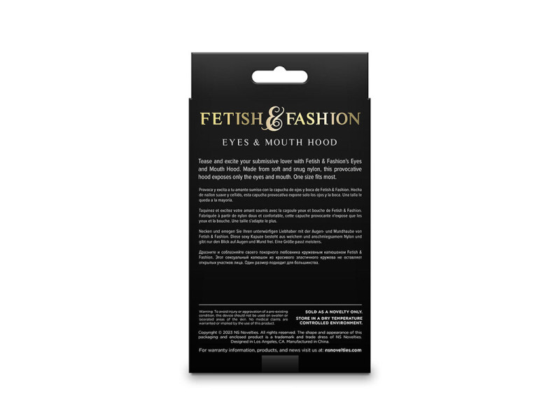 NS NOVELTIES - FETISH & FASHION EYES AND MOUTH HOOD NYLON BLACK