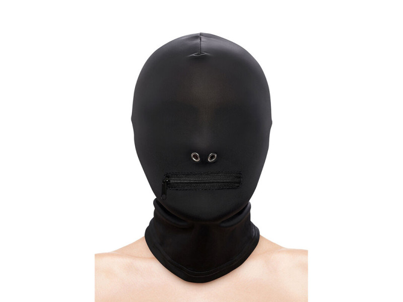 NS NOVELTIES - FETISH & FASHION CLOSED ZIPPERED MOUTH HOOD NYLON BLACK
