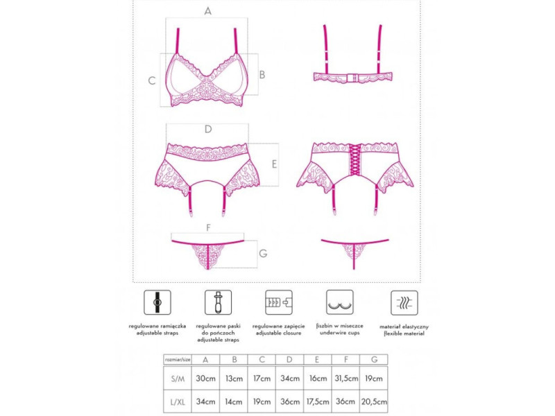 LIVCO CORSETTI FASHION - NAHIR LC 20214 BRA + PANTY + GARTER BELT L/XL