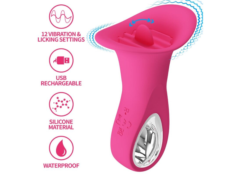 PRETTY LOVE - CLYDE ORAL VIBRATOR VIBRATING TONGUE 12 VIBRATIONS PINK