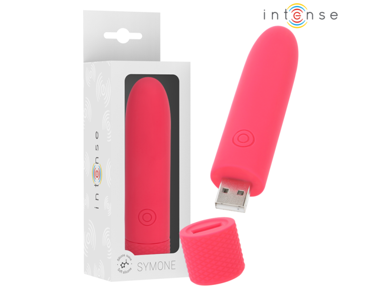 INTENSE - SYMONE USB RECHARGEABLE VIBRATING BULLET 8 VIBRATIONS RED 10 X 2.2 CM