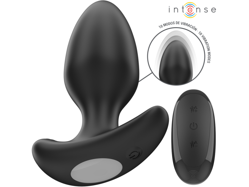 INTENSE - JOEY ANAL PLUG 10 VIBRATIONS BLACK REMOTE CONTROL