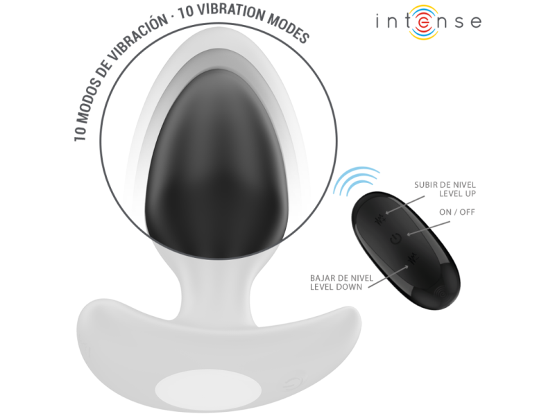 INTENSE - JOEY ANAL PLUG 10 VIBRATIONS BLACK REMOTE CONTROL