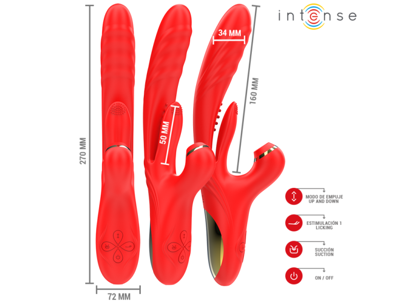 INTENSE - KAROL MULTIFUNCTION VIBRATOR THRUST & STIMULATION & STIMULATING WAVES RED