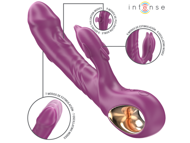 INTENSE - HALLE MULTIFUNCTION VIBRATOR WITH DOLPHIN STIMULATING TONGUE PURPLE