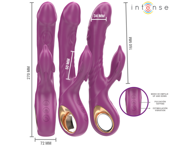 INTENSE - HALLE MULTIFUNCTION VIBRATOR WITH DOLPHIN STIMULATING TONGUE PURPLE