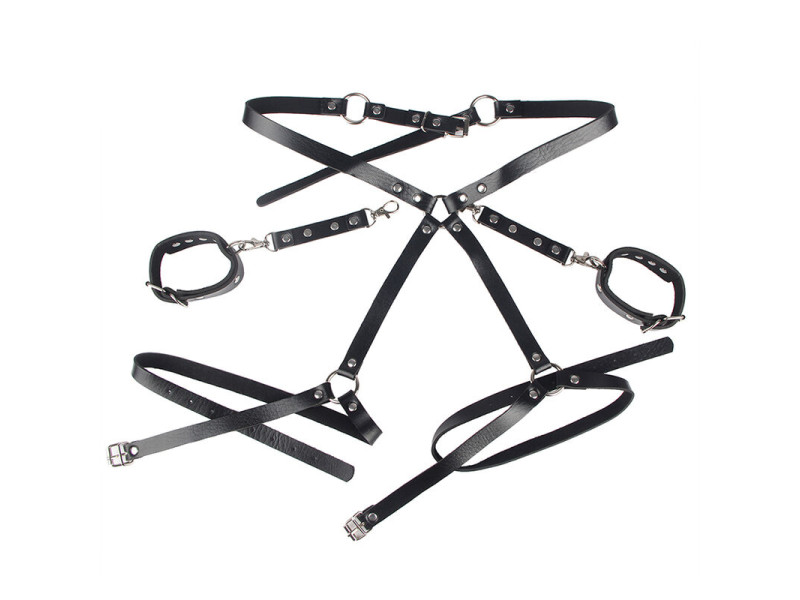 SUBBLIME - 953690 HANDCUFFS WITH BONDAGE BELT BLACK ONE SIZE