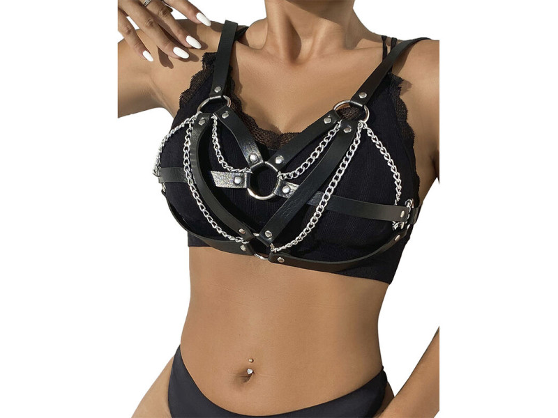 SUBBLIME - 953713 PUNK BONDAGE BELT METAL BUCKLE BLACK ONE SIZE