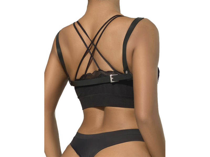 SUBBLIME - 953713 PUNK BONDAGE BELT METAL BUCKLE BLACK ONE SIZE
