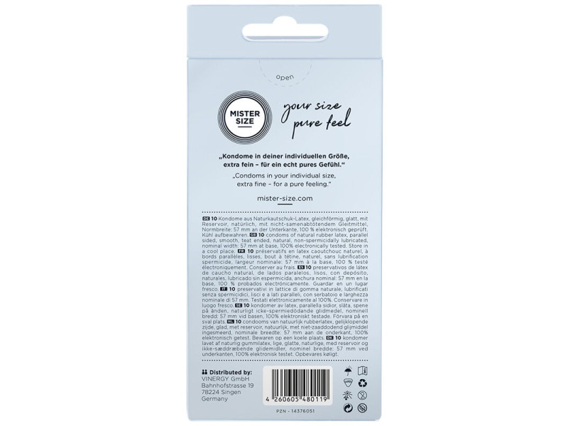MISTER SIZE - CONDOM SIZE L 57 MM (10 UNITS)
