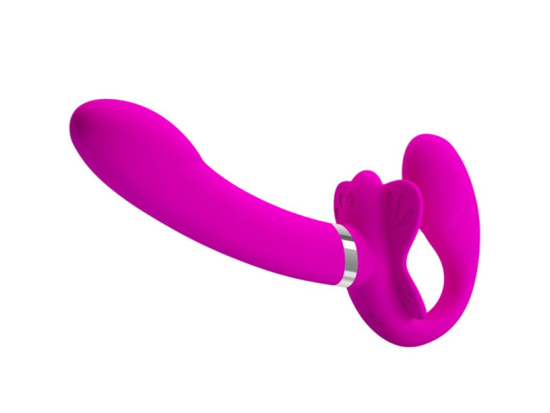 PRETTY LOVE - VALERIE DOUBLE STRAP-ON VIBRATOR 12 VIBRATIONS PURPLE