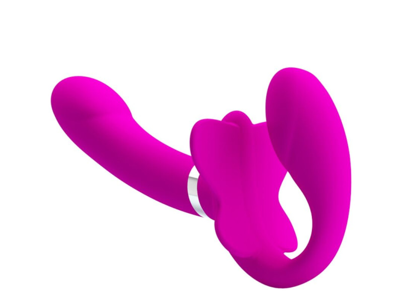 PRETTY LOVE - VALERIE DOUBLE STRAP-ON VIBRATOR 12 VIBRATIONS PURPLE