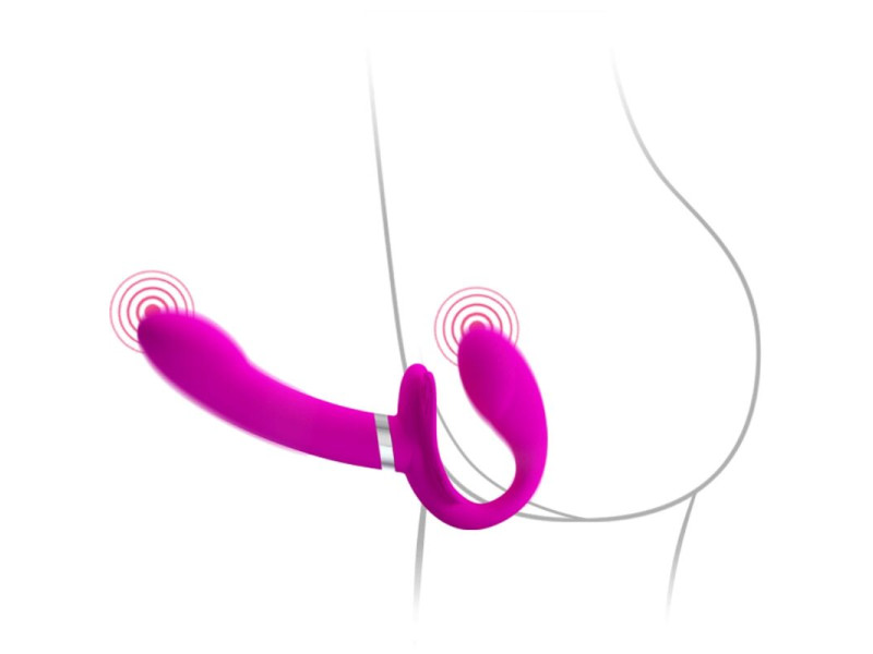 PRETTY LOVE - VALERIE DOUBLE STRAP-ON VIBRATOR 12 VIBRATIONS PURPLE