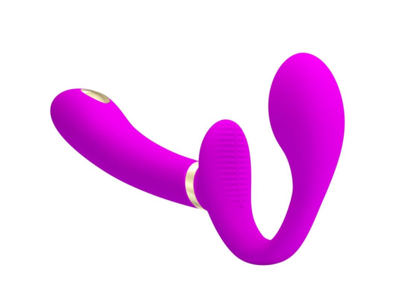 PRETTY LOVE - THUNDERBIRD DOUBLE STRAP-ON VIBRATOR REMOTE CONTROL PURPLE