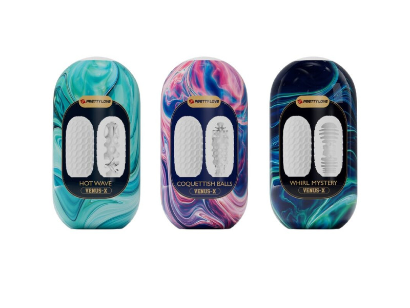 PRETTY LOVE - VENUS X 15 SILICONE MALE MASTURBATORS WHITE