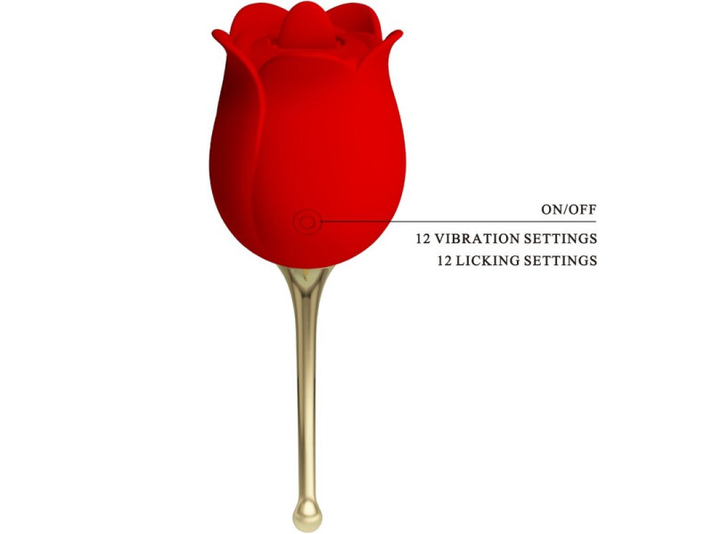 PRETTY LOVE - ROSE LOVER ROSE CLITORIS STIMULATOR 12 VIBRATIONS RED
