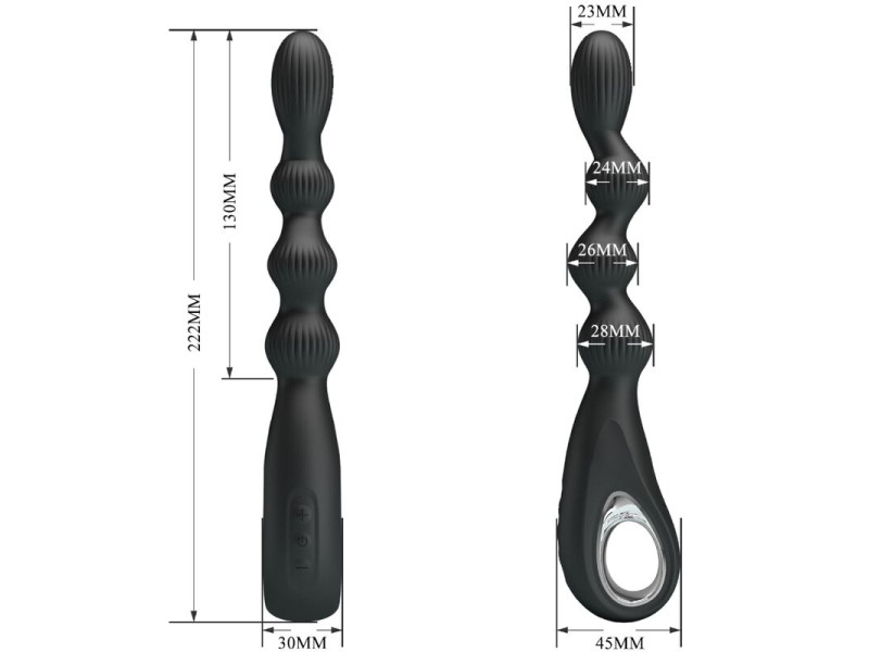 PRETTY LOVE - FEDERER ANAL VIBRATOR 12 VIBRATIONS BLACK