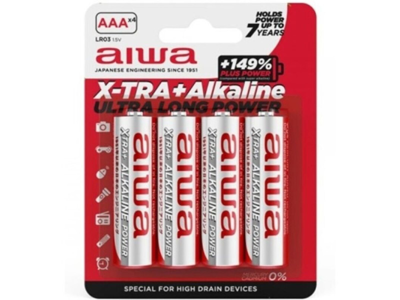 AIWA - X-TRA ALKALINE AAA ALKALINE BATTERY LR03 BLISTER*4