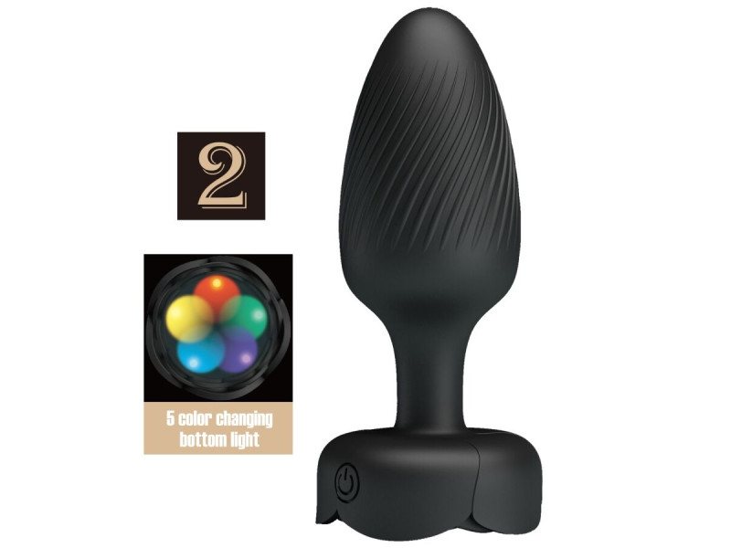 PRETTY LOVE - VARIAN ANAL PLUG WITH  LED LIGHT BLACK 10.8 CM