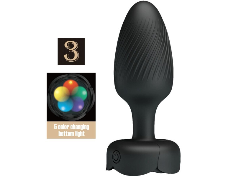 PRETTY LOVE - OSBORN ANAL PLUG WITH  LED LIGHT BLACK 9.8 CM