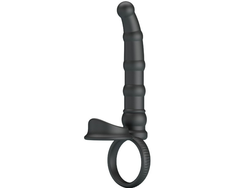 PRETTY LOVE - TATUM VIBRATING PENIS RING WITH PLUG 10 VIBRATIONS BLACK