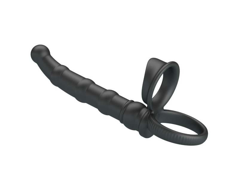 PRETTY LOVE - TATUM VIBRATING PENIS RING WITH PLUG 10 VIBRATIONS BLACK