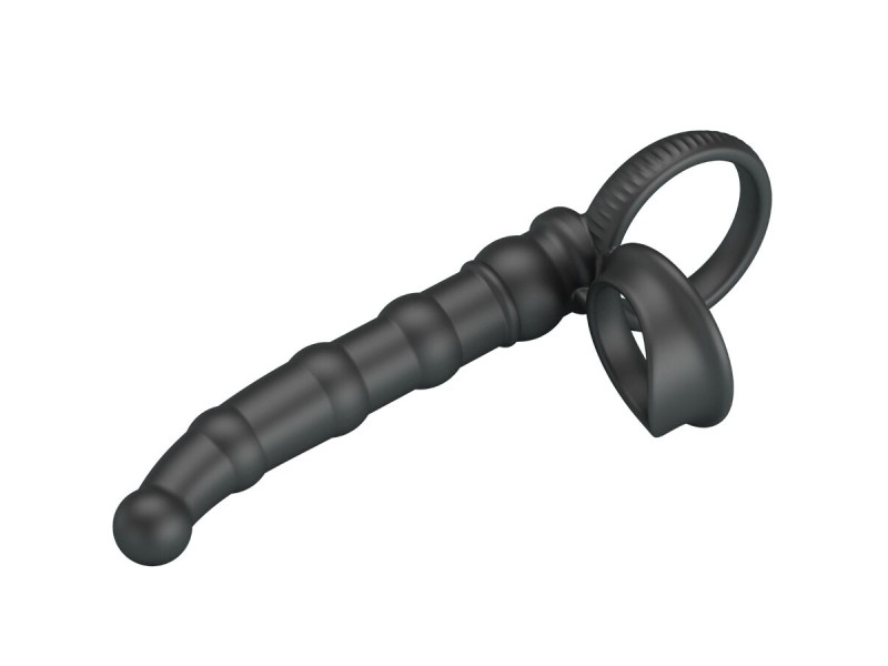 PRETTY LOVE - TATUM VIBRATING PENIS RING WITH PLUG 10 VIBRATIONS BLACK