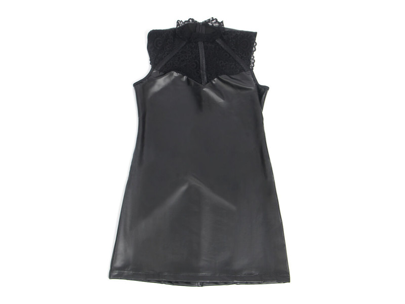 SUBBLIME - 957551 LACE COLLAR LEATHER DRESS BLACK L/XL