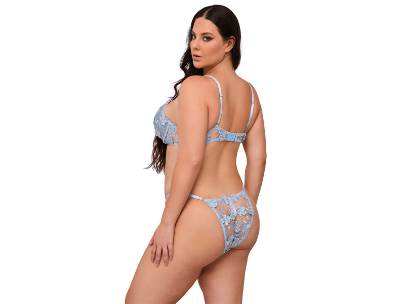 SUBBLIME - 957636 FLOWER EMBROIDERED BRA AND PANTIES SET SKY BLUE L/XL