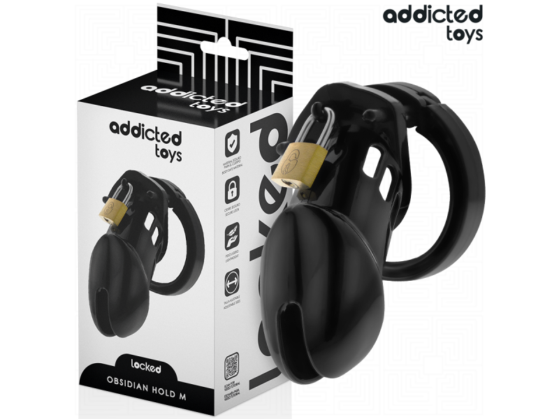 ADDICTED TOYS LOCKED - OBSIDIAN HOLD PENIS CAGE SIZE M