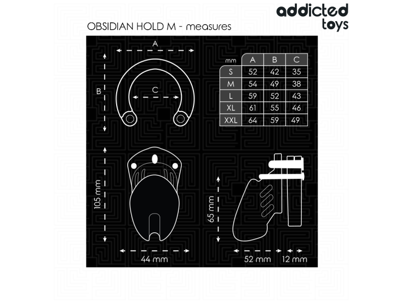 ADDICTED TOYS LOCKED - OBSIDIAN HOLD PENIS CAGE SIZE M