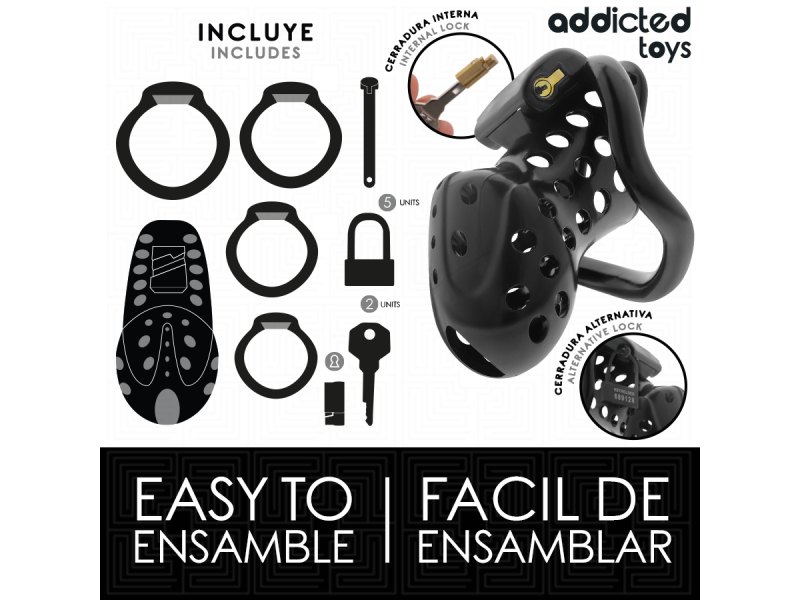 ADDICTED TOYS LOCKED - CHAINED HOLLOW PENIS CAGE 10.5 CM
