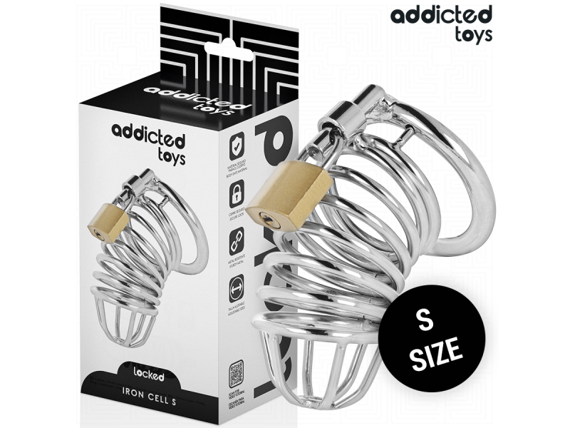ADDICTED TOYS LOCKED - IRON CELL METAL PENIS CAGE 4 CM SIZE S
