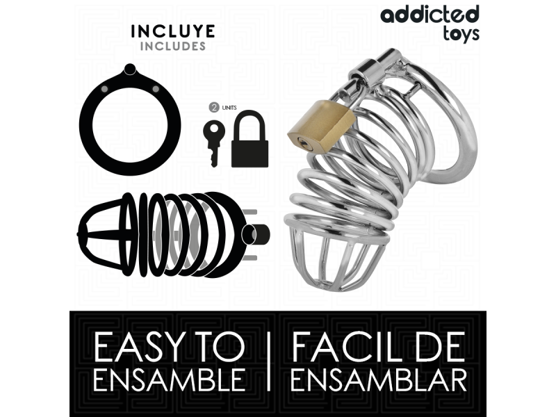 ADDICTED TOYS LOCKED - IRON CELL METAL PENIS CAGE 4 CM SIZE S