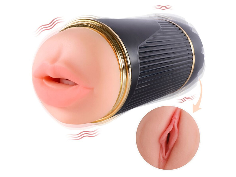 SHEQU - KAY DOUBLE MASTURBATOR WITH DUAL MOUTH AND VAGINA VIBRATION