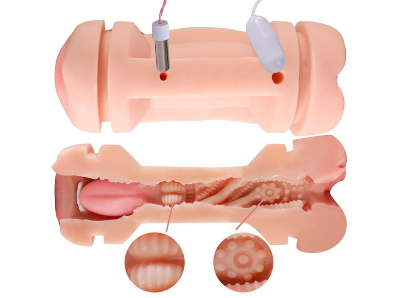 SHEQU - KAY DOUBLE MASTURBATOR WITH DUAL MOUTH AND VAGINA VIBRATION