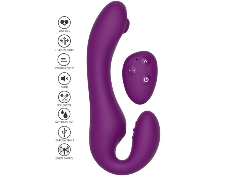 XOCOON - 2 IN 1 STRAPLESS STRAP-ON VIBRATOR WITH REMOTE CONTROL PURPLE