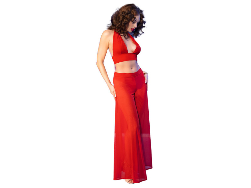 CHILIROSE - CR 4857 RED TOP AND PANTS SET SIZE L