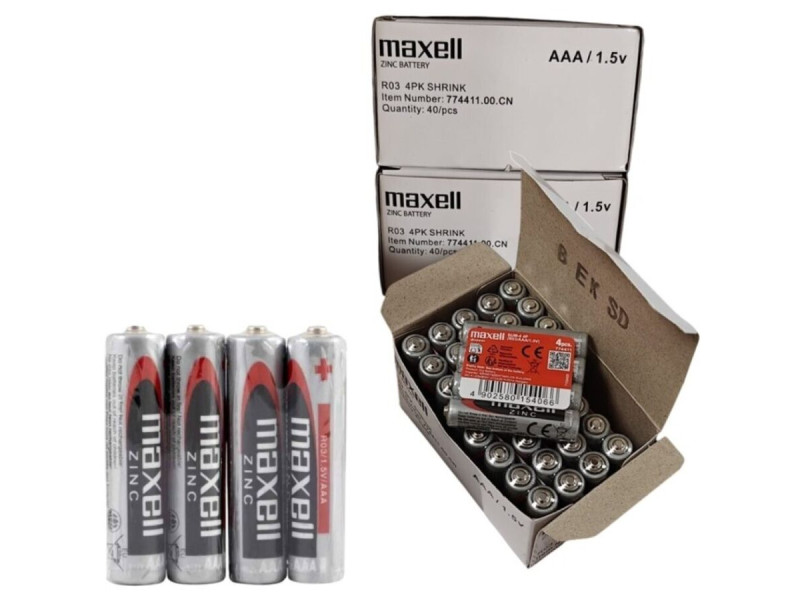 MAXELL - BATTERY SALINA MANGANESO AAA R03 RETRACTIL*4