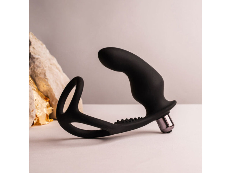 ROCKS-OFF - RO-ZEN RRO ANAL PLUG WITH VIBRATING PENIS RING BLACK